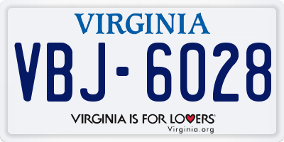 VA license plate VBJ6028