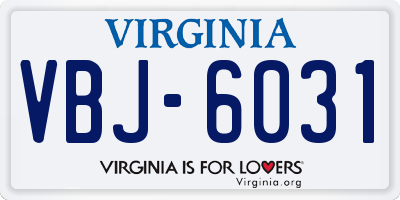 VA license plate VBJ6031