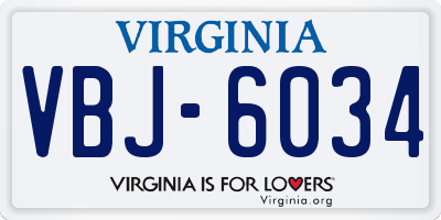 VA license plate VBJ6034