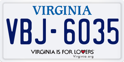 VA license plate VBJ6035