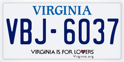 VA license plate VBJ6037