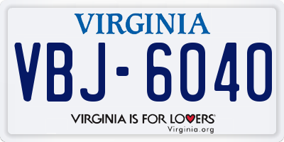 VA license plate VBJ6040