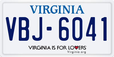 VA license plate VBJ6041