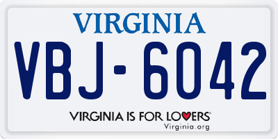 VA license plate VBJ6042