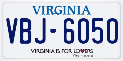 VA license plate VBJ6050