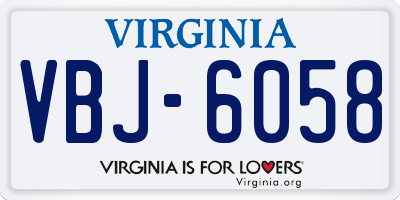 VA license plate VBJ6058