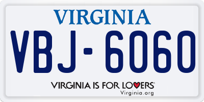 VA license plate VBJ6060