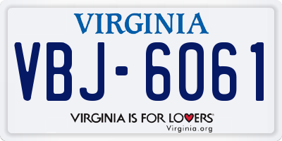 VA license plate VBJ6061