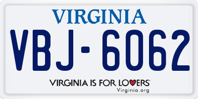 VA license plate VBJ6062