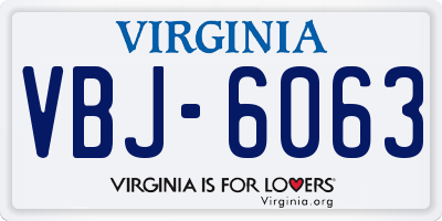 VA license plate VBJ6063