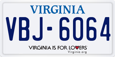 VA license plate VBJ6064