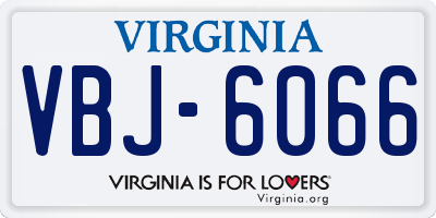 VA license plate VBJ6066