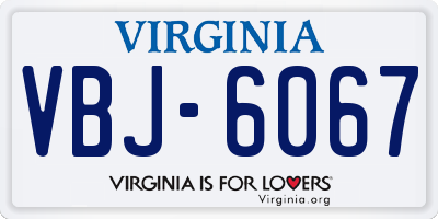 VA license plate VBJ6067