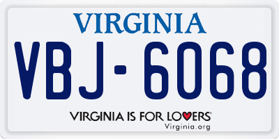 VA license plate VBJ6068