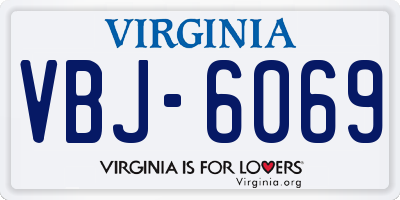 VA license plate VBJ6069