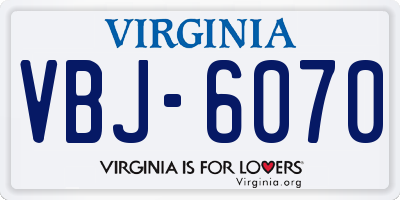 VA license plate VBJ6070