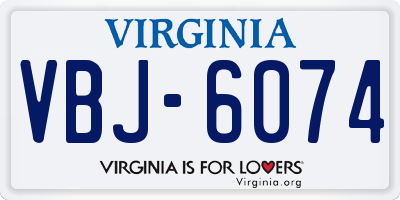 VA license plate VBJ6074