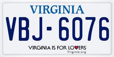 VA license plate VBJ6076