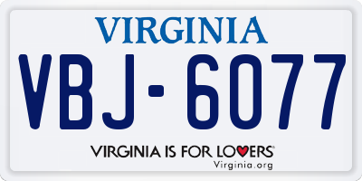 VA license plate VBJ6077