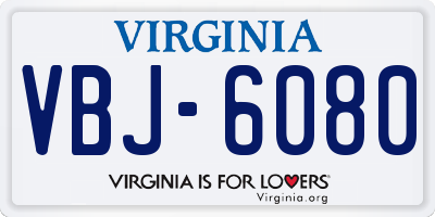 VA license plate VBJ6080