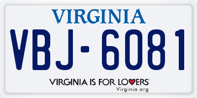 VA license plate VBJ6081