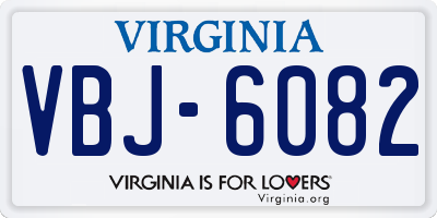 VA license plate VBJ6082