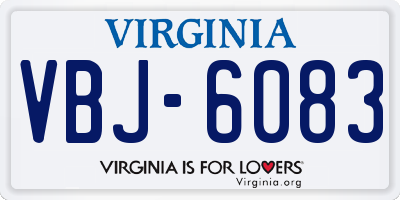VA license plate VBJ6083
