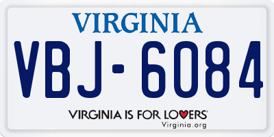 VA license plate VBJ6084