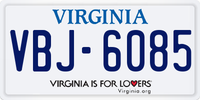 VA license plate VBJ6085