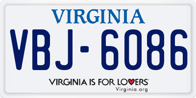 VA license plate VBJ6086