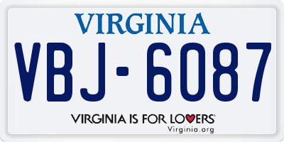 VA license plate VBJ6087