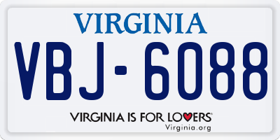 VA license plate VBJ6088