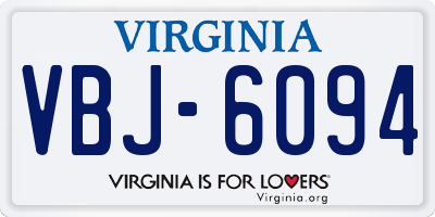 VA license plate VBJ6094