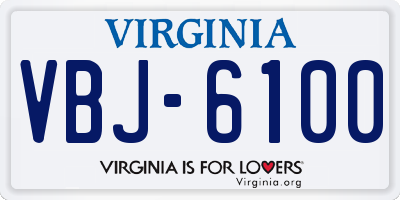 VA license plate VBJ6100