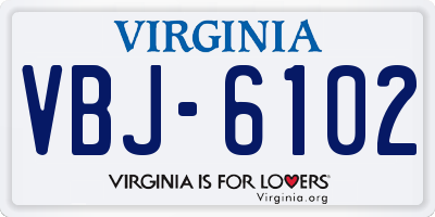 VA license plate VBJ6102
