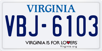 VA license plate VBJ6103
