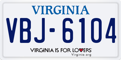 VA license plate VBJ6104