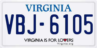 VA license plate VBJ6105