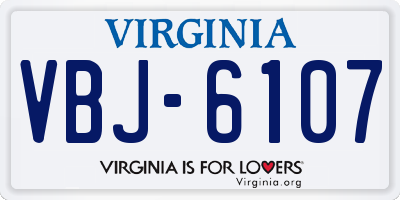 VA license plate VBJ6107