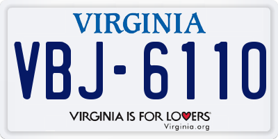 VA license plate VBJ6110