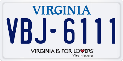 VA license plate VBJ6111