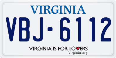VA license plate VBJ6112