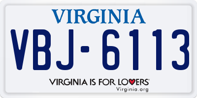 VA license plate VBJ6113