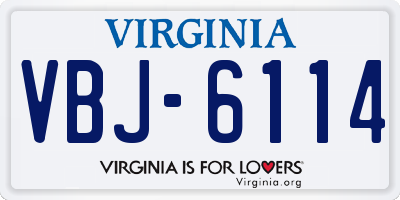 VA license plate VBJ6114