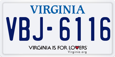 VA license plate VBJ6116