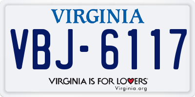 VA license plate VBJ6117