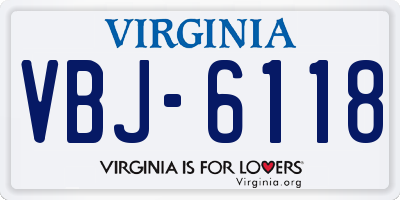 VA license plate VBJ6118