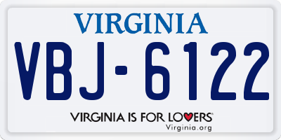 VA license plate VBJ6122