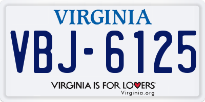 VA license plate VBJ6125