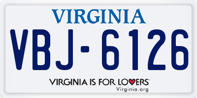 VA license plate VBJ6126